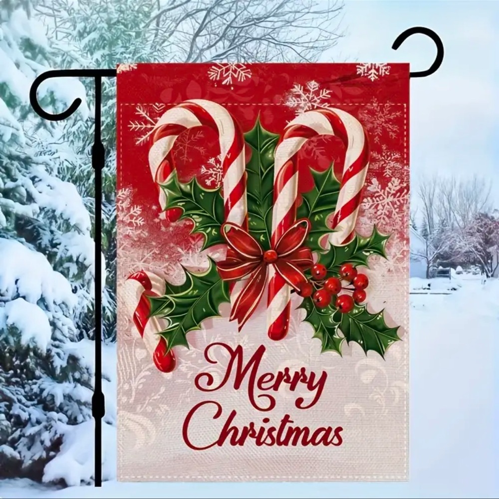 Garden Flag, Christmas Candy Canes Garden Flag, NEW, Classic Merry Chris…